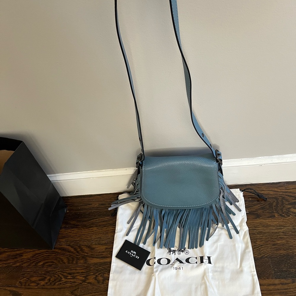 Coach Fringe Saddle Crossbody Bag in blue